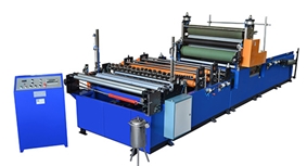  Small jumbo roll bath tissue rewinding and slitting machine